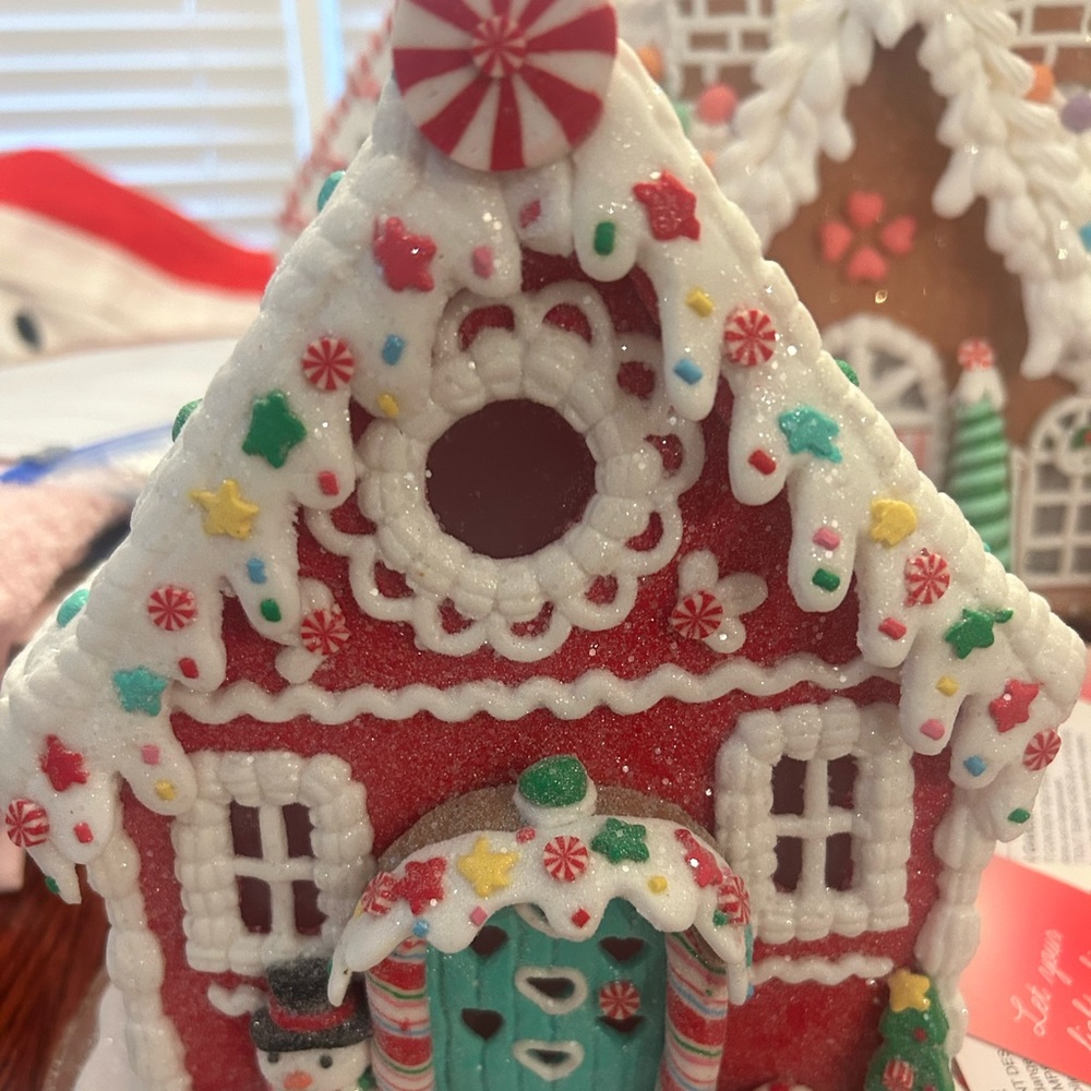 Gingerbread house lights up